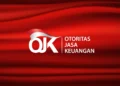 Logo Otoritas Jasa Keuangan OJK berwarna putih dengan latar merah